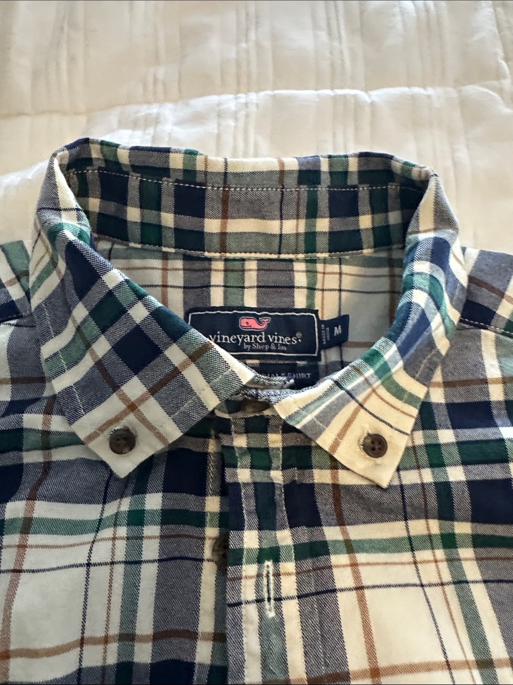 VINEYARD VINES Classic Men's Plaid Button-Down Shirt - Navy & Green